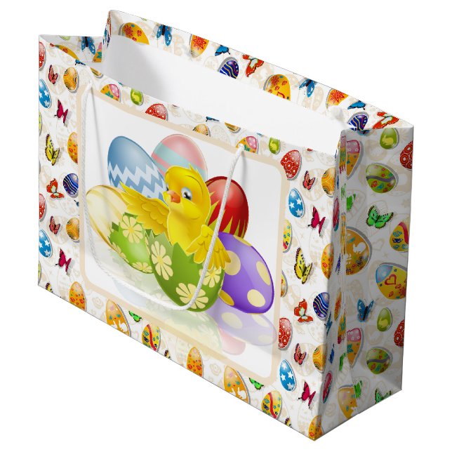 Grand Sac Cadeau Chick de Pâques (Devant Angle)