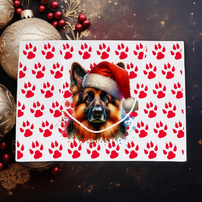 Grand Sac Cadeau Chien berger allemand à Noël (Créateur téléchargé)