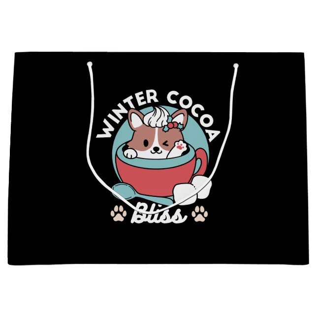Grand Sac Cadeau Chien dans la Mug Festive pour Vibes de vacances - (Devant)