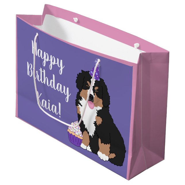 Grand Sac Cadeau Chien de montagne bernois (Devant Angle)