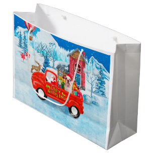 Grand Sac Cadeau Chien de taureau anglais dans la livraison de Noël
