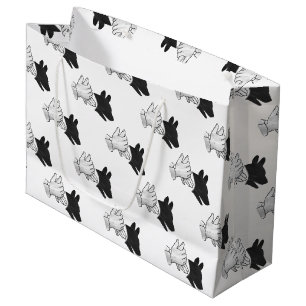 Grand Sac Cadeau Chien Silhouette main