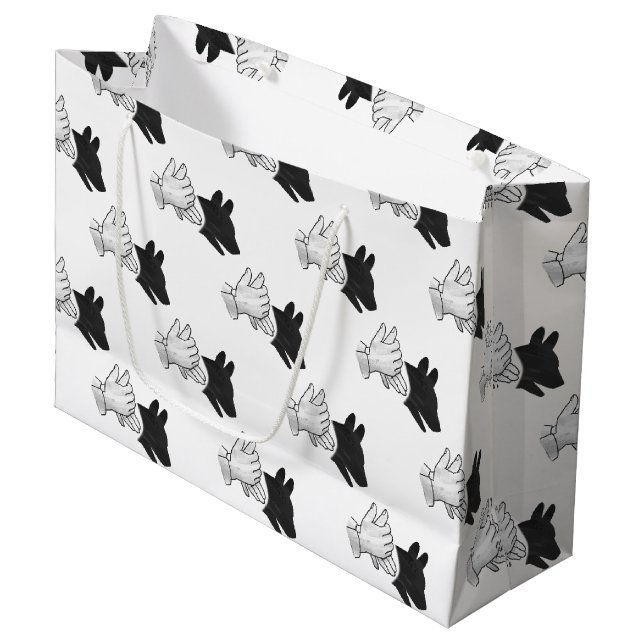 Grand Sac Cadeau Chien Silhouette main (Devant Angle)