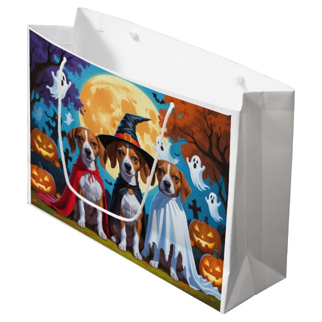 Grand Sac Cadeau Chiens de Basenji Citrouille Halloween drôle (Devant Angle)