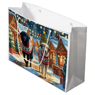 Grand Sac Cadeau Chiens de berger d'Anatolie Noël Neige Fêtes