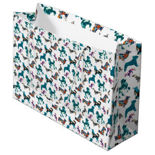 Grand Sac Cadeau Chiens floraux