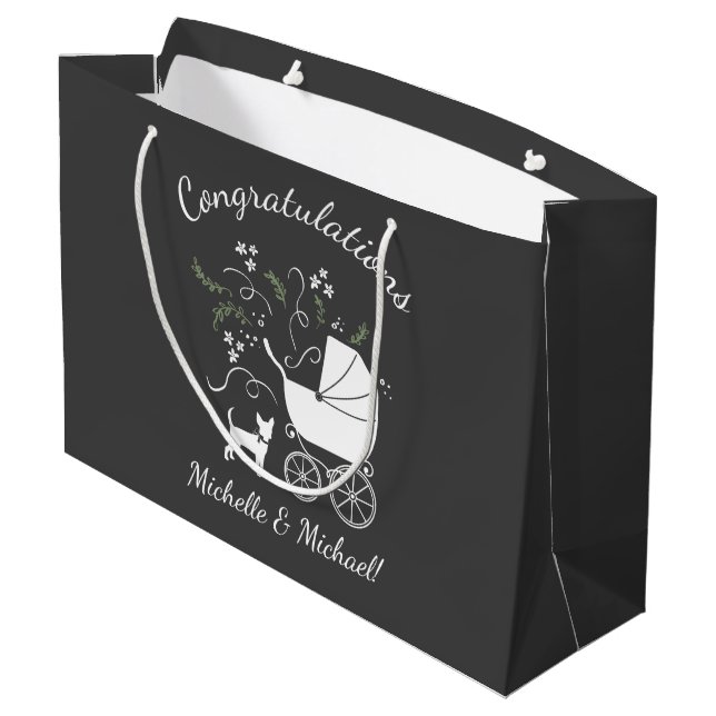 Grand Sac Cadeau Chihuahua Chien Baby shower Neutre selon le sexe (Dos Angle)