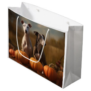 Grand Sac Cadeau Chiots Greyhound Délice d'Automne Citrouille