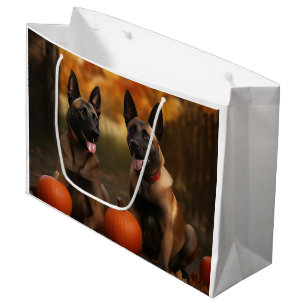 Grand Sac Cadeau Chiots Malinois Belge Délice d'Automne Citrouille