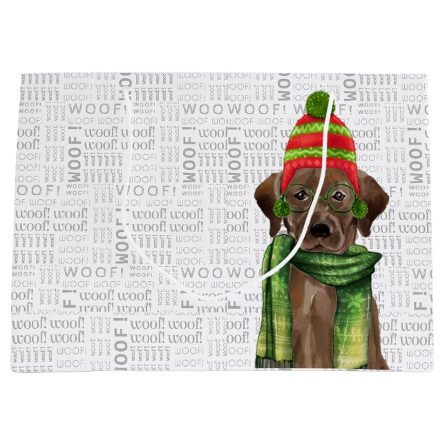Grand Sac Cadeau Chocolat de Noël amusant Chien du Labrador (Devant)
