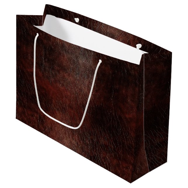 Grand Sac Cadeau Chocolat foncé Cuir Brown (Devant Angle)