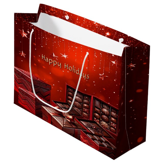 Grand Sac Cadeau Chocolate Candy Christmas Holiday Gift Bag (Devant Angle)