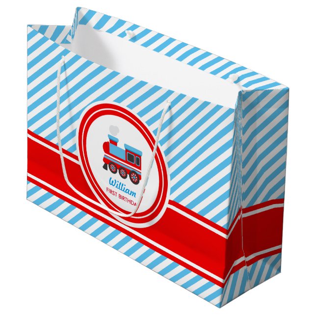Grand Sac Cadeau Choo Choo Train Décor fête d'anniversaire (Devant Angle)