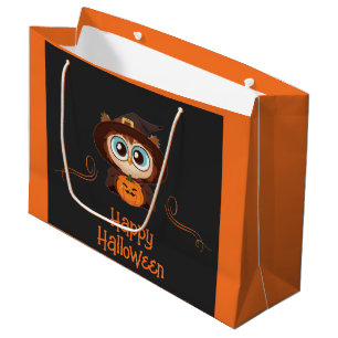 Grand Sac Cadeau Chouette/Automne/Automne/Halloween/citrouille