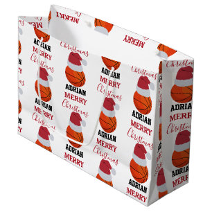 Grand Sac Cadeau Christmas Basket-ball Sports Ball Nom personnalisé