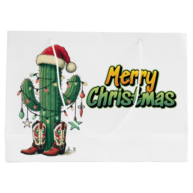 Grand Sac Cadeau Christmas Cactus (Dos)