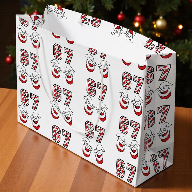 Grand Sac Cadeau Christmas Meme Six Seven 67 6 7 Santa  (Créateur téléchargé)