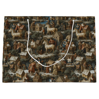 Grand Sac Cadeau Christmas Pattern  Vintage Art