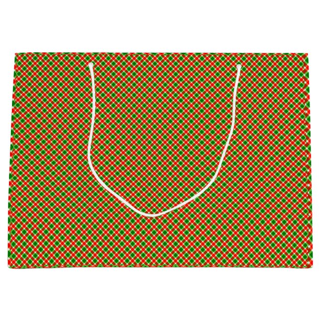 Grand Sac Cadeau Christmas Red and Green Plaid (Devant)