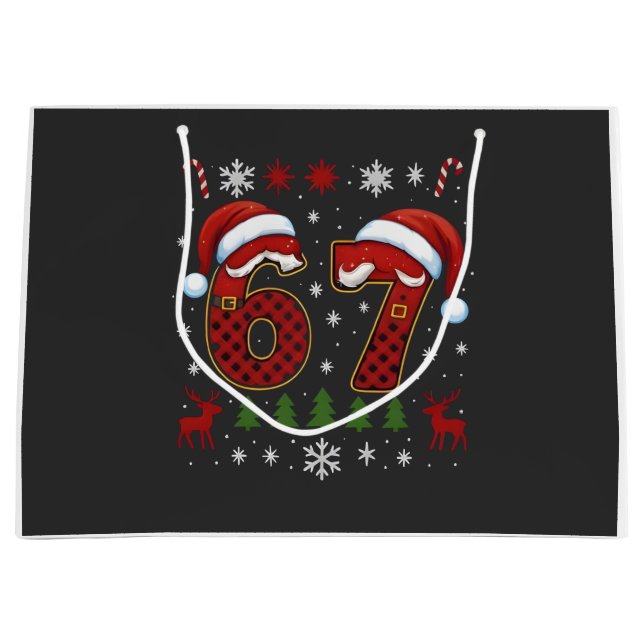 Grand Sac Cadeau Christmas Six Seven 67 Santa Xmas Gen Alpha (Devant)
