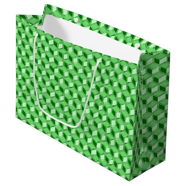 Grand Sac Cadeau Chrome 3-d boîtes - vert émeraude (Devant Angle)