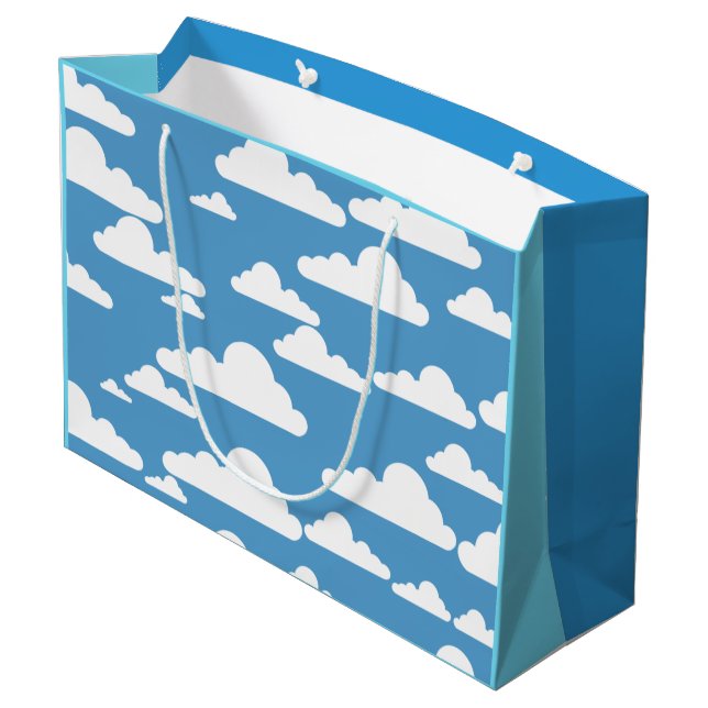 GRAND SAC CADEAU CIEL BLEU GRAPHIQUE ET NUAGES BLANCS ILLUSTRATION (Dos Angle)