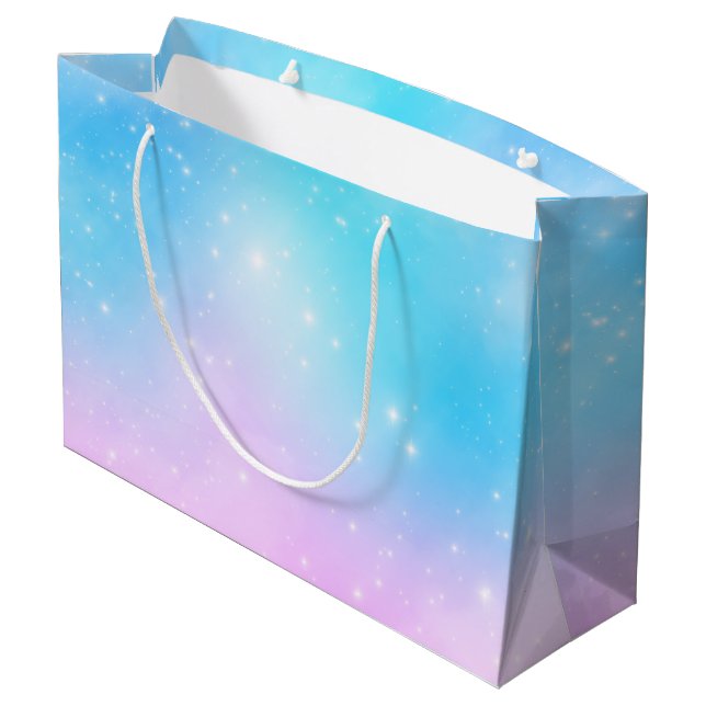 Grand Sac Cadeau Ciel dégradé rose et bleu pastel (Dos Angle)