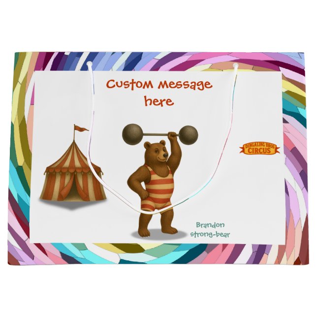 Grand Sac Cadeau Circus strong-bear (Devant)