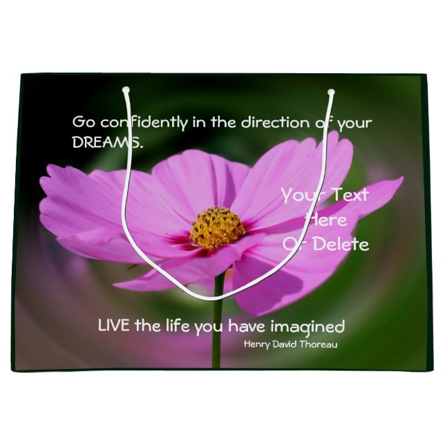 Grand Sac Cadeau Citation de rêves Cosmos Inspiration personnalisée (Devant)