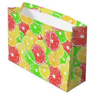 Grand Sac Cadeau Citron, orange, pamplemousse et tranches de citron