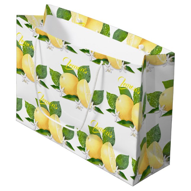 Grand Sac Cadeau Citrons agrumes Fruit Botanique (Devant Angle)