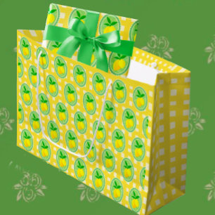 Grand Sac Cadeau Citrons jaunes rétro