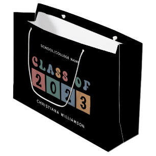 Grand Sac Cadeau Classe Retro Personnalisée de 2023 Graduation Cute