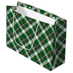 Grand Sac Cadeau Classic Green Rouge Bleu Blanc Plaid Motif