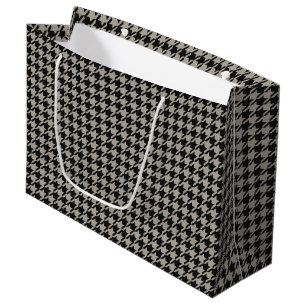 Grand Sac Cadeau Classic Pepita Houndstooth Motif Black Grey