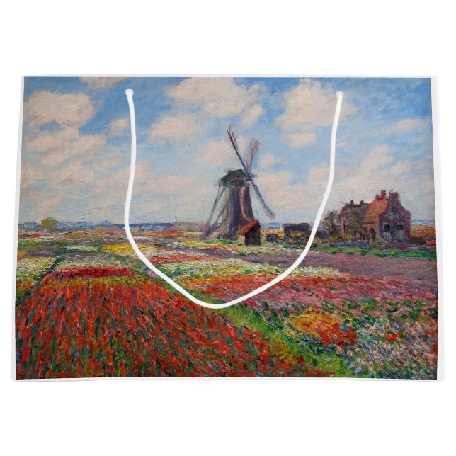 Grand Sac Cadeau Claude Monet - Champ de Tulipes en Hollande (Devant)