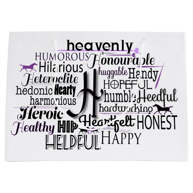 Grand Sac Cadeau Cloud Word Adjectif commençant par la lettre H (Devant)
