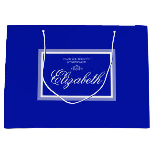 Grand Sac Cadeau Cobalt blue bridesmaid personnalisable