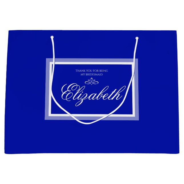 Grand Sac Cadeau Cobalt blue bridesmaid personnalisable (Devant)