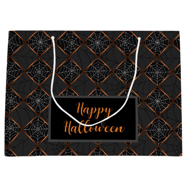 Grand Sac Cadeau Cobweb Checkerboard (Devant)