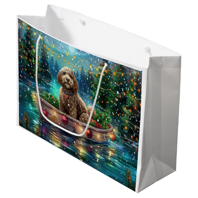 Grand Sac Cadeau Cockapoo Christmas Festive Voyage (Devant Angle)