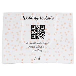 Grand Sac Cadeau Code QR de site web de mariage pour les détails or