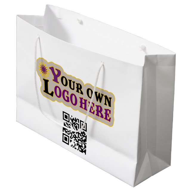 Grand Sac Cadeau Code QR personnalisé et logo (Devant Angle)