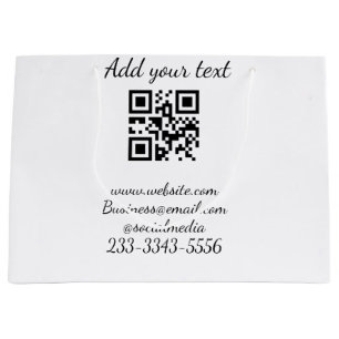 Grand Sac Cadeau code QR personnalisé simple ajoutez votre nom text
