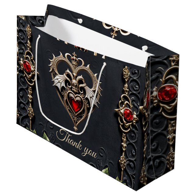 Grand Sac Cadeau Coeur gothique étonnant (Devant Angle)