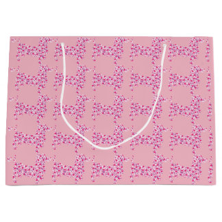 Grand Sac Cadeau Coeurs roses Dachshund