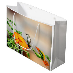 Grand Sac Cadeau Colibri sur un plante à fleurs