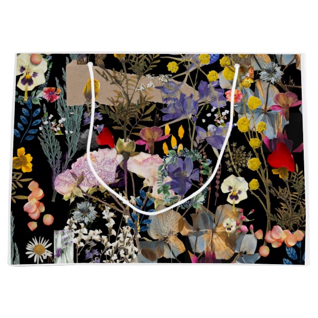 Grand Sac Cadeau Collage de fleurs (Devant)