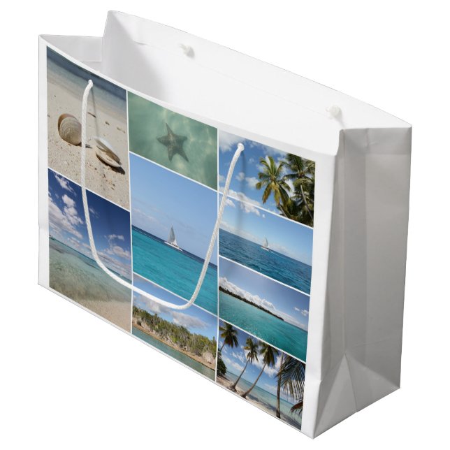 Grand Sac Cadeau Collage de photos des Caraïbes pittoresques (Devant Angle)