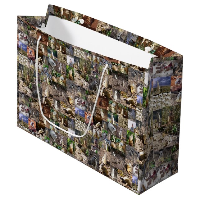 Grand Sac Cadeau Collage photo de Meerkat, (Devant Angle)
